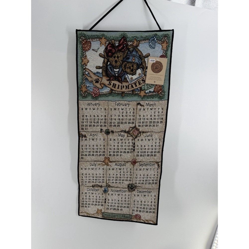 Boyds Bears Nautical Shipmates Woven Tapesty Wall Hanging Banner collection Vtg